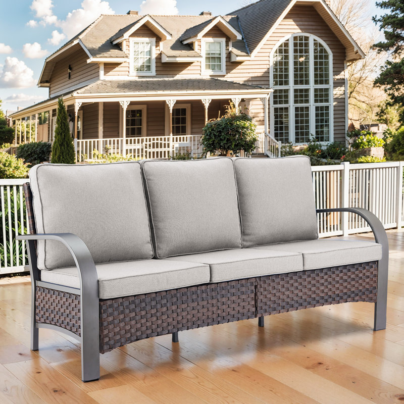 Canapé d'extérieur avec coussins 78 po Bobra, Beige