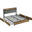 Grand lit avec tête de rangement et station de charge, 4 tiroirs de grande capacité, lumières DEL, brun / gris dans la reine, Interface, brun et gris-1368301227