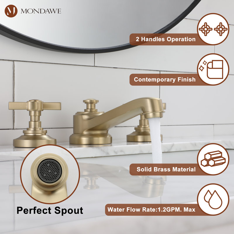 Widespread 2-handle Bathroom Faucet, Gold