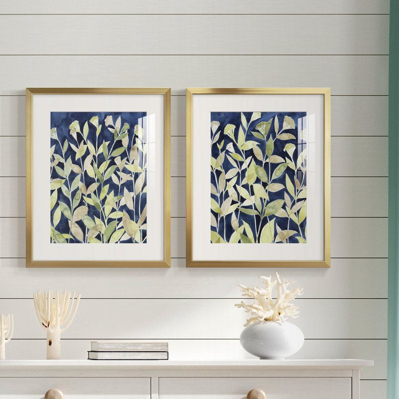 «Indigo Blooming Night I», reproduction encadrée de qualité supérieure, prête à être accrochée