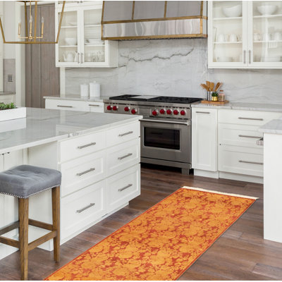 Tapis décoratif en laine noué à la main de conception unique noué à la main new age de style persan 18/20 orange 2 pi 8 po x 5 pi 10 po