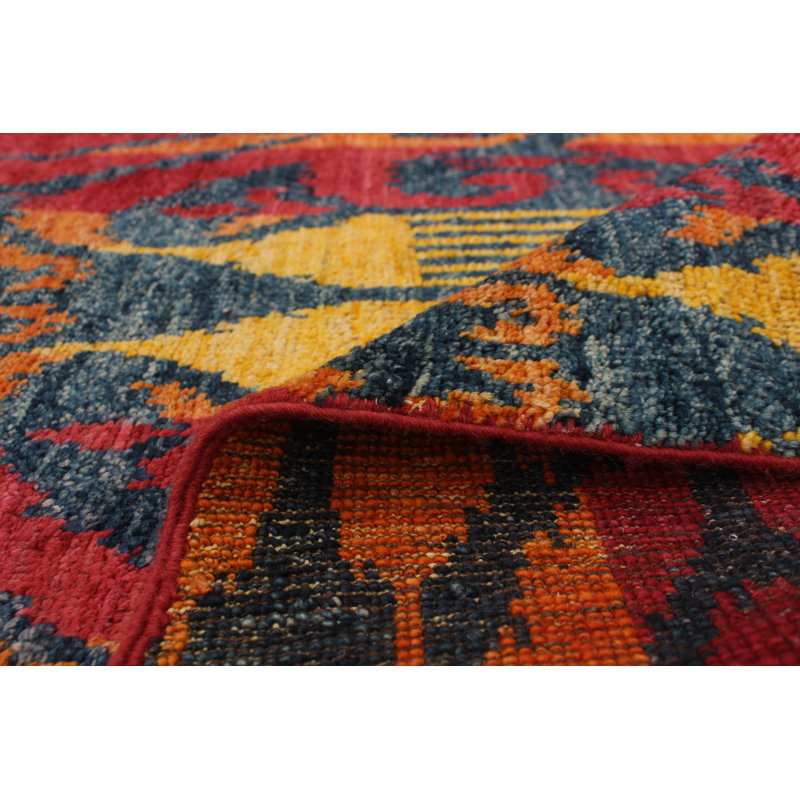 Tapis de bois one-of-kind-noué la 2010 goliath rouge/jaune 8 pi 10 po x 12 pi Céline