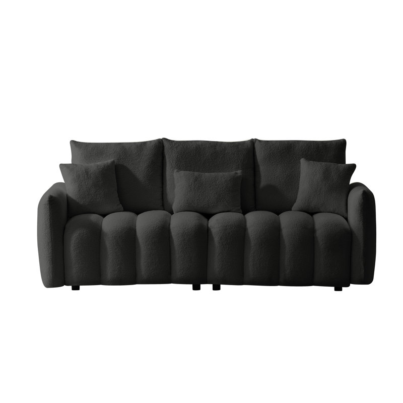 Canapé 80,7 pouces en tissu haut de gamme avec 3 coussins de dossier et 3 coussins de dossier Canapé 3 places avec cadre en bois massif et fauteuil rembourré surdimensionné