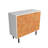 Liam 35" Mid-Century Modern 3-Door Accent Cabinet with 4 Shelves in Natural Wood Print and White-1244959954