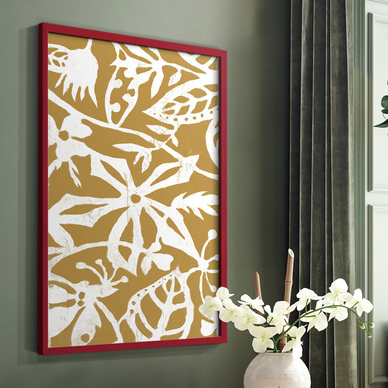 Reproduction encadrée blanc sur blanc IV V31 - bois massif, H 10 po x l 8 po, Rouge