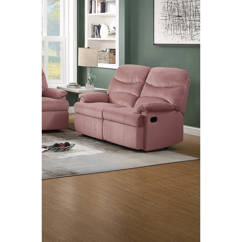 Canapé inclinable luxueux en velours 2 places, Rose