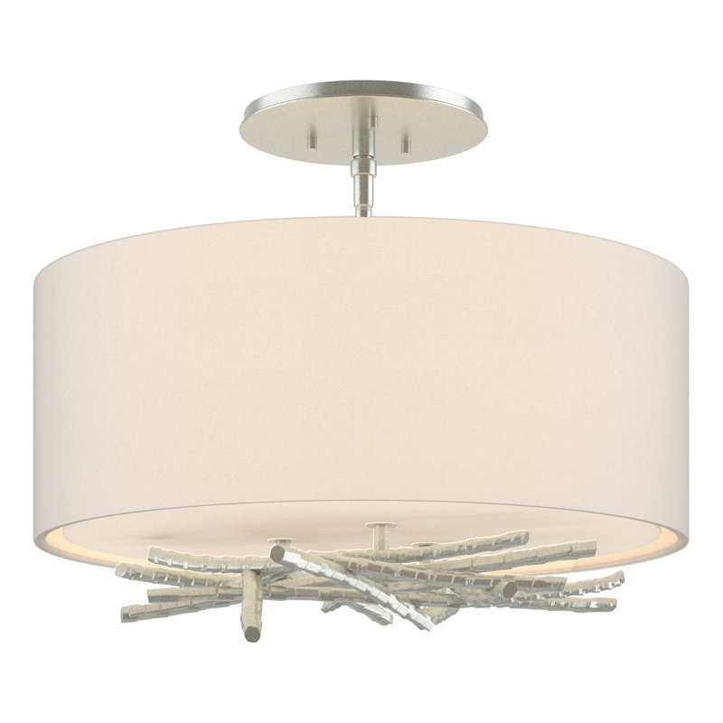 Brindille 3 - Light Semi Flush Mount, Flax, Vintage Platinum