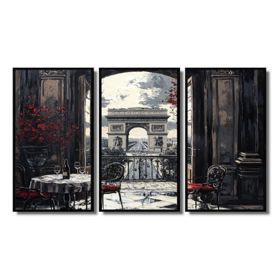 «Paris Terasse Red Arc De Triomphe - City Paris», ensemble de reproductions d'art mural