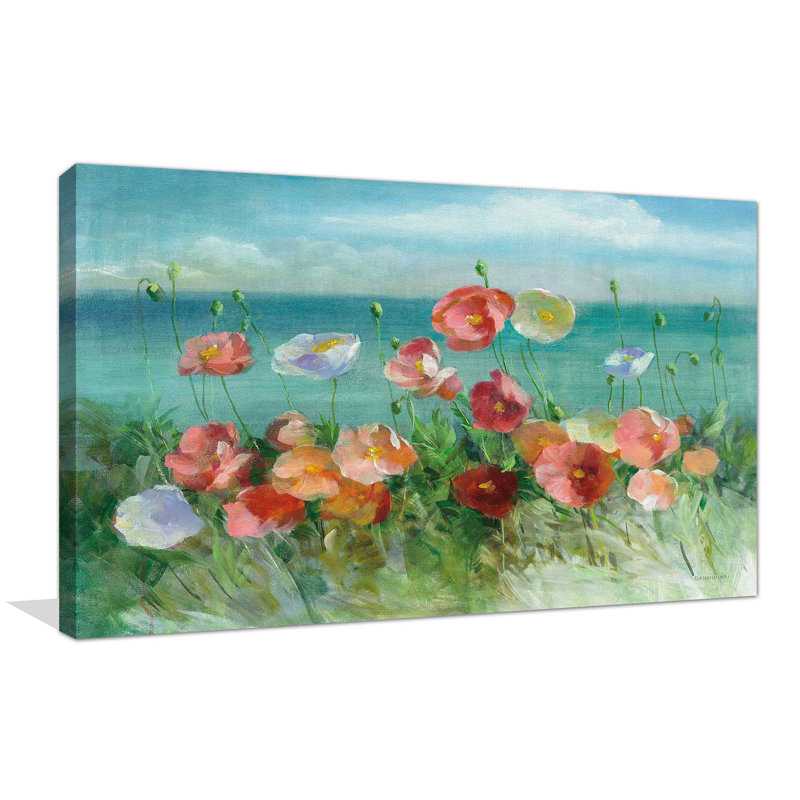 Coquelicots côtiers - Peinture, Toile tendue, H 36 po x l 60 po x P 1,5 po