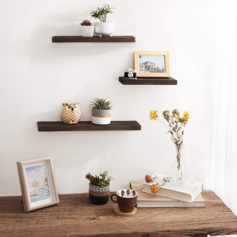 3 Piece Floating Shelf, Dark Brown