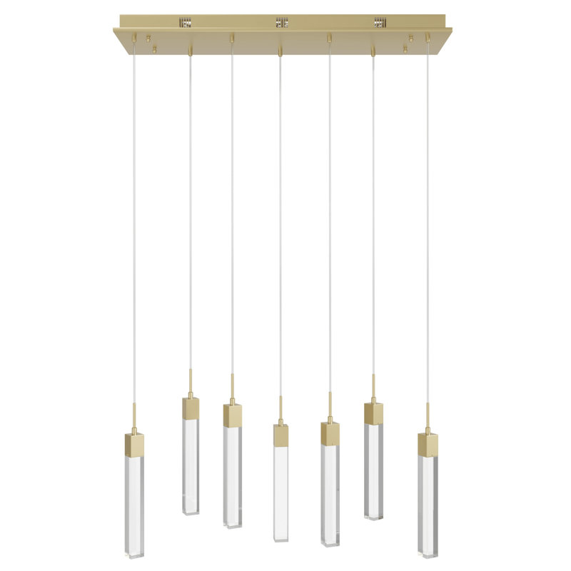 The Original Glacier Collection 7 Light Clear Crystal Multi Port Pendant, Brushed Brass