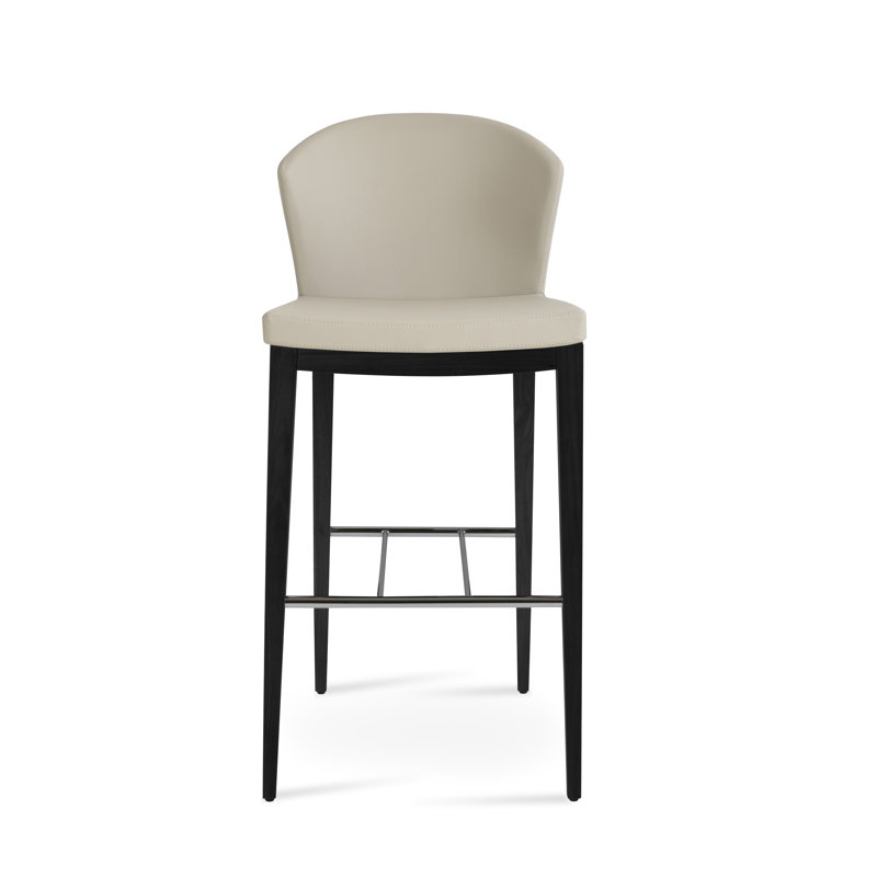 Capri Wood Counter & Bar Stool, Bar Stool (29" Seat Height), Wenge, Bone Faux Leather