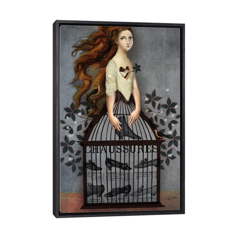 «Cinderella» par Catrin Welz-Stein - impression d'art graphique, Toile avec cadre noir patiné, H 40 po x l 26 po x P 1,5 po