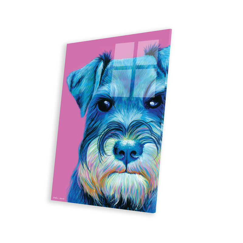 Schnauzer sur imprimé rose sur verre acrylique