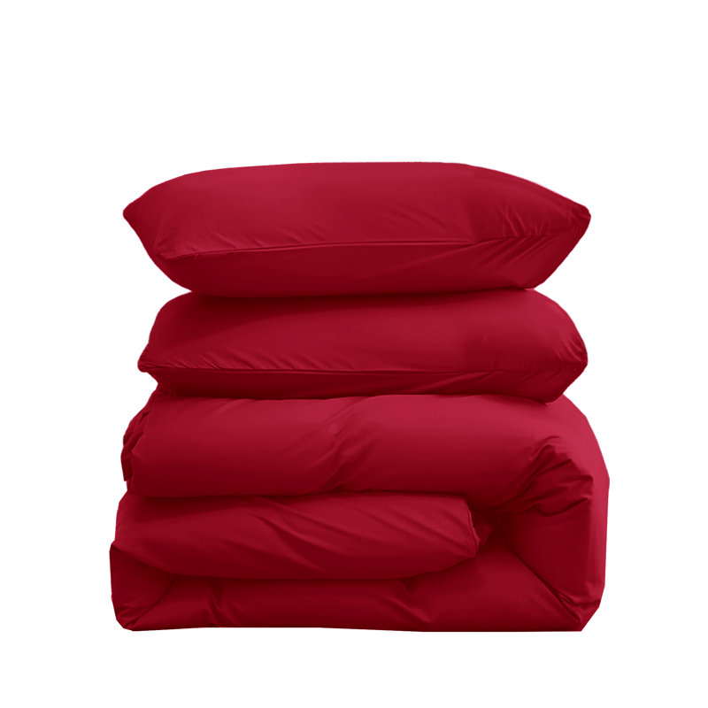 Microfiber Solid Colour Duvet Cover Set, Single Duvet Cover + 1 Pillowcase, Burgundy