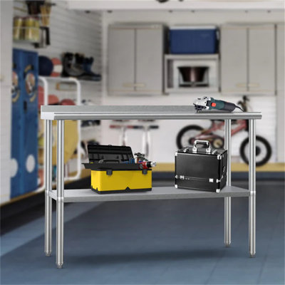 Stainless Steel Table With Undershelf & Backsplash