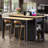 K&k 47" Kitchen Island With Extendable Dining Table, Rubberwood Veneer, Storage Shelves, Electrical Outlets, 2 Drawers, 2 Cabinets, Black
