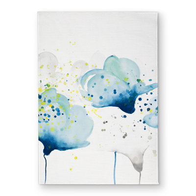 Dotted Paint Splash Flowers Door Mat - Blue Indoor/Outdoor Decor