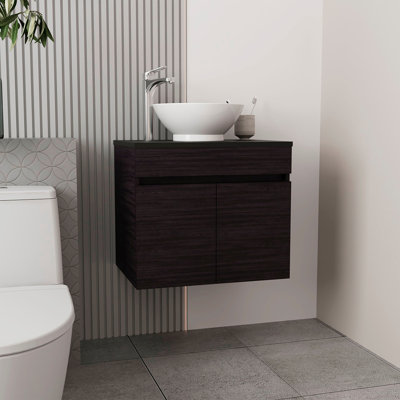 Meuble-lavabo vasque Manchester, deux tiroirs et tablette ouverte
