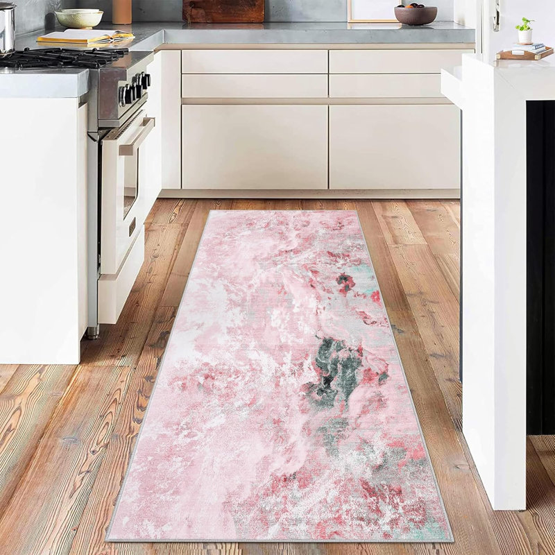 Machine Washable Non-Slip Rubberback Runner Modern Abstract Geometric Print Carpet Traditional Area Rug for HallwayBedroomLiving Room2x6Gold