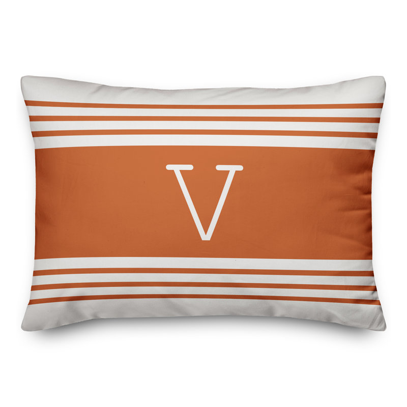 Striped Throw Pillow, V, Orange