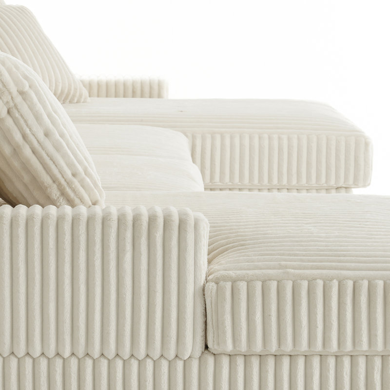 4 Seater Seating Component, White Faux Fur