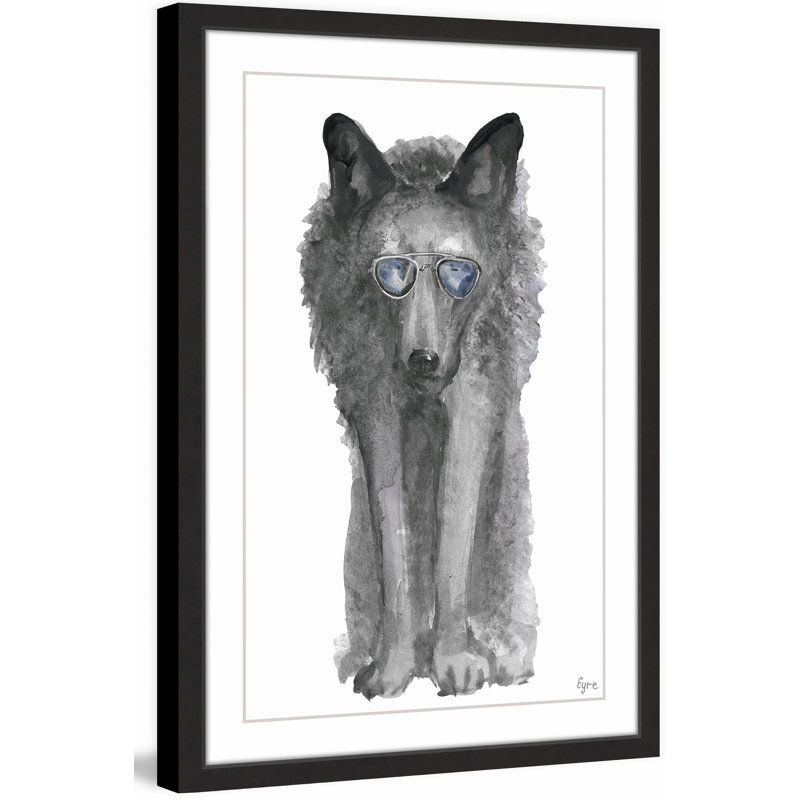 «Gray Wolf with Shades», reproduction d'art encadrée, H 24 po x l 16 po x P 1,5 po