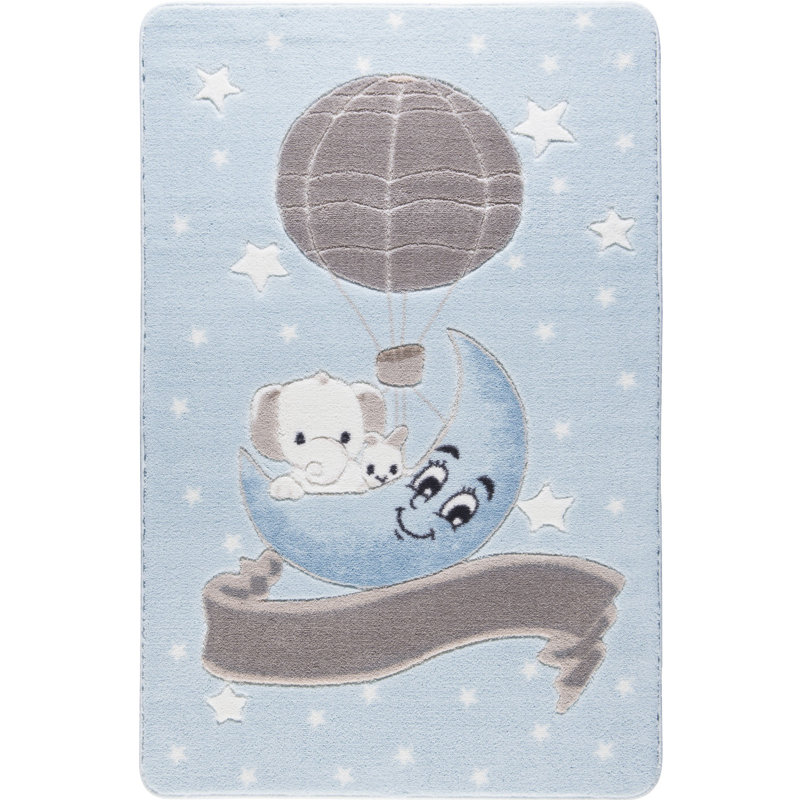 Guernon Blue/Grey Rug, Rectangle 133 x 190cm