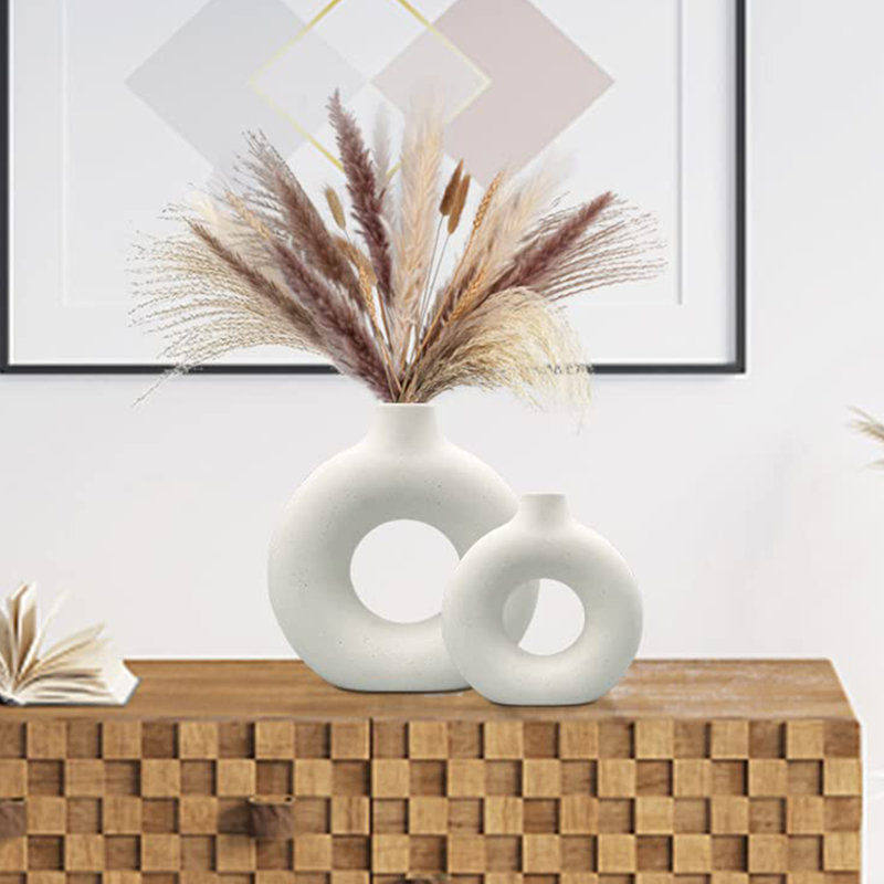 Ensemble de 2 vases en céramique, Blanc