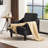 31" W Linen Sloping Handrail Small Bedroom Chairs Mid Century Modern Accent Chair -470367115