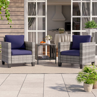 Olatayo Wicker 2 - Person Patio Conversation Set with Cushions