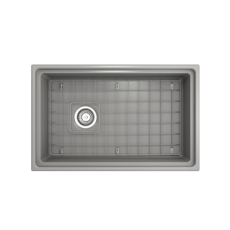 30'' L Single Basin Kitchen Sink, Matte Gray