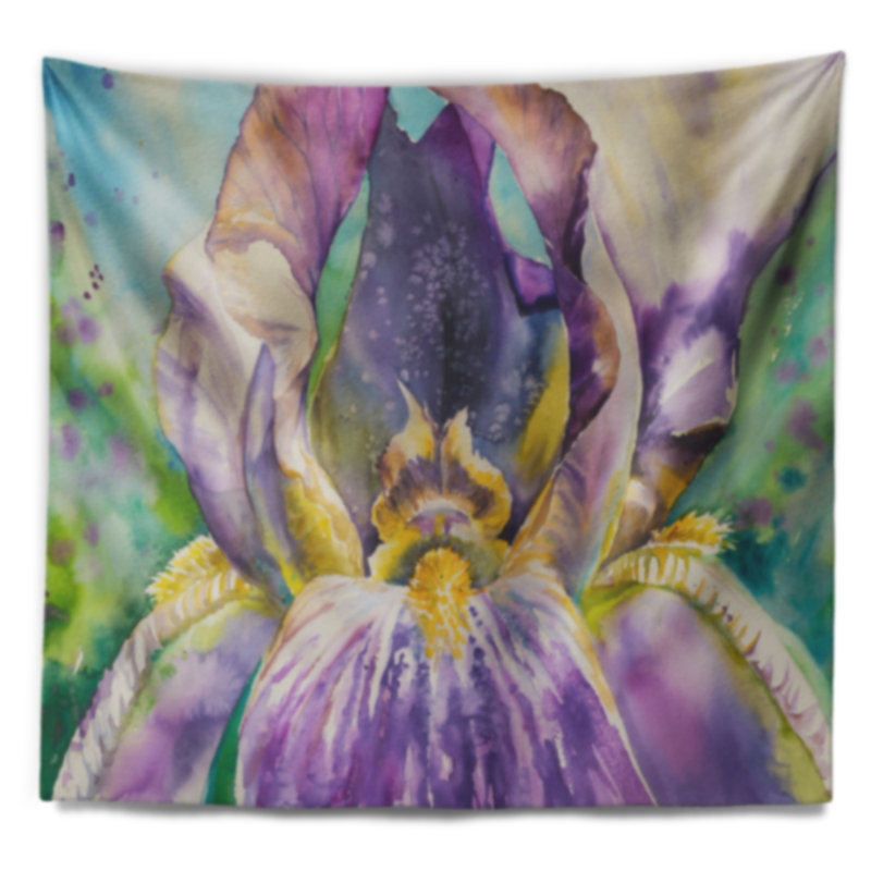 Tapisserie florale iris, H 68 po x l 80 po