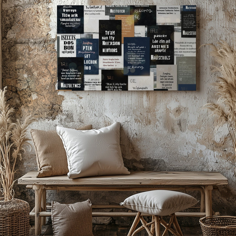 Toile «Un collage visuellement dynamique», éclatant avec un tableau d'art mural et de citations réfléchissantes sur toile tendue richement texturée