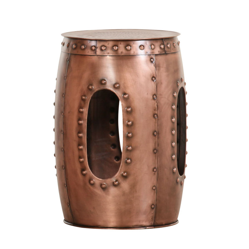 Steel Drum End Table, Copper, 51cm H x 37cm W x 37cm D