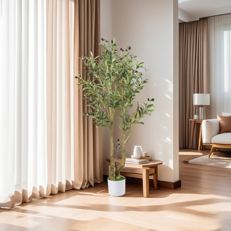 Arbre artificiel en soie artificielle, H 60 po x l 15 po x P 15 po, 1