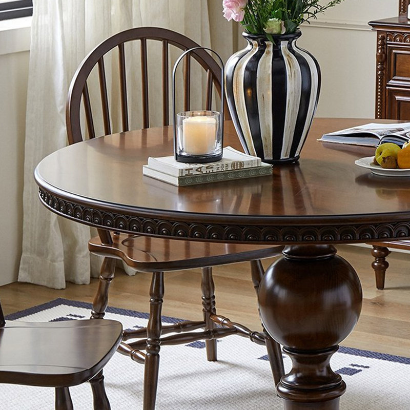 Classic American Maple Solid Wood Round Table, 29.52"H x 55.11"L x 55.11"W