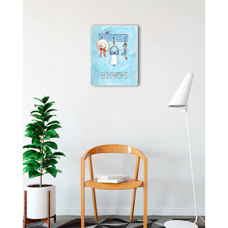 "Chapeau, costume, chaussures, plage" par Stephanie Thompson, reproduction d'art sur toile, H 24 po x l 18 po x P 1,5 po