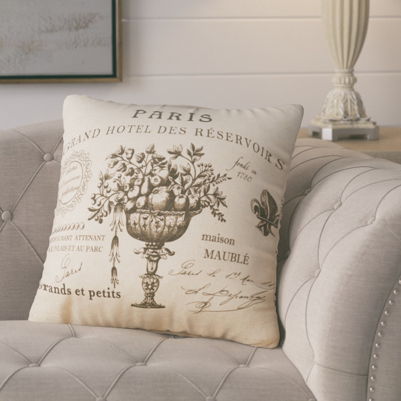 Paris Script Linen Throw Pillow