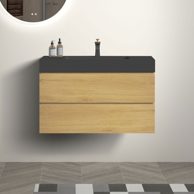 Kieria 35.8'' Single Bathroom Vanity with Solid Surface Top