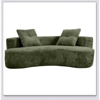 79.5 Inch 3 Seater Couch for Living Room, Boneless Upholstered Floor Sofa with 2 Pillows, Ideal for Compact Spaces