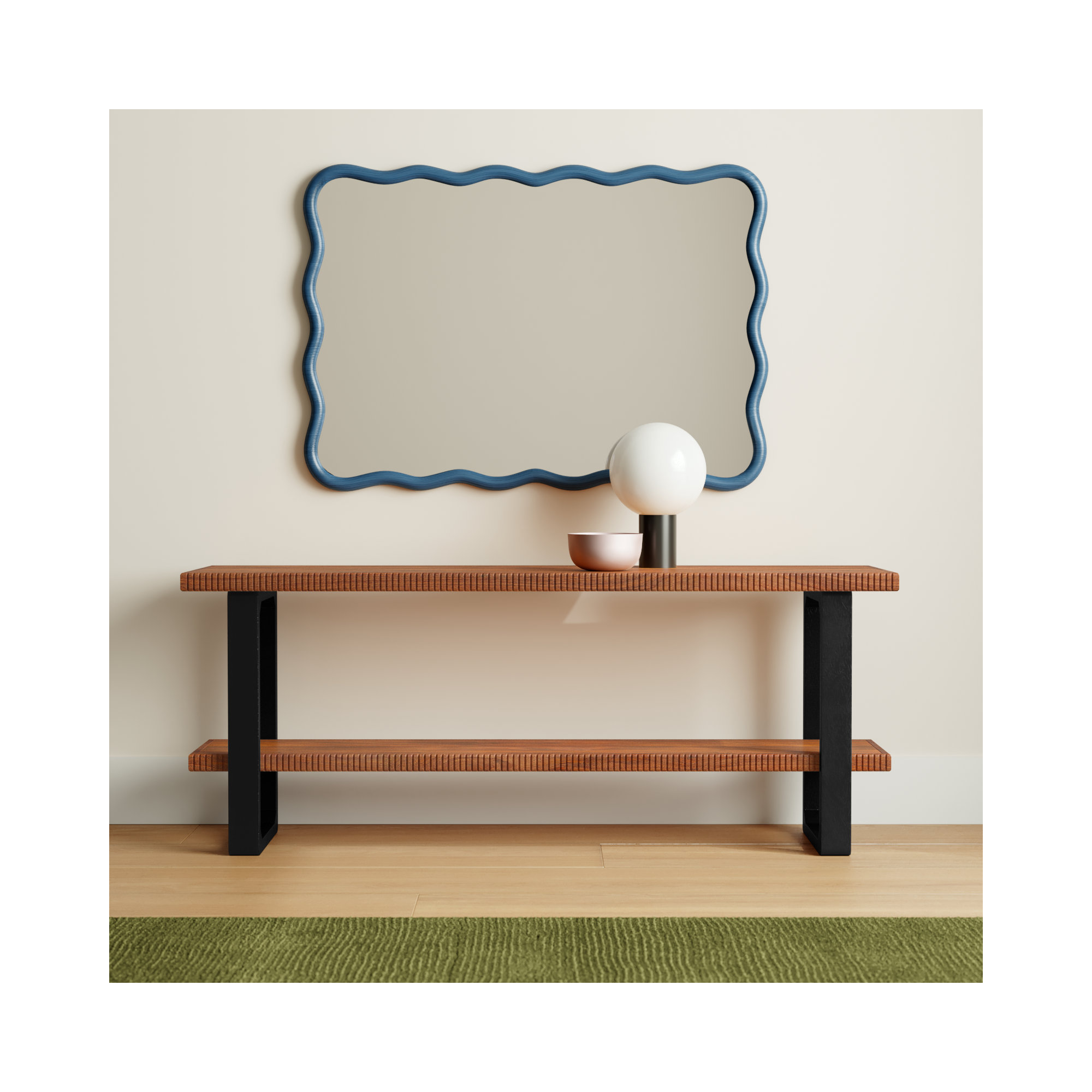 Urbana 56'' W Solid Wood TV Stand with Ribbed Edges , Mid Tone Honey