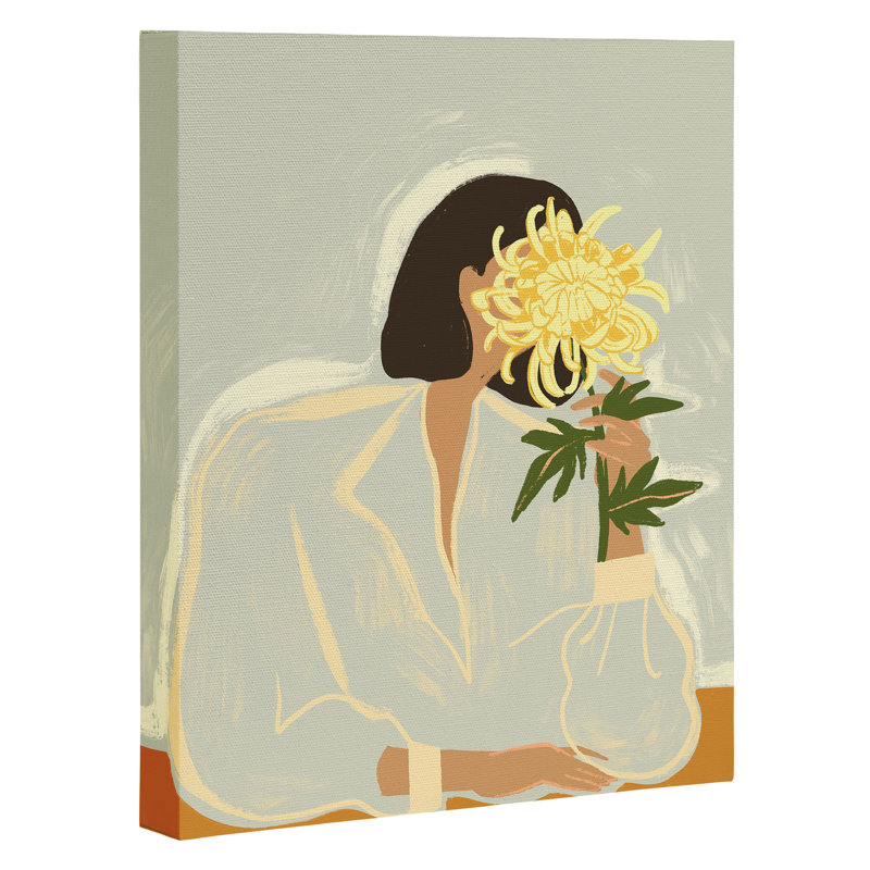 «The Chrysanthemum» par Arty Guava - peinture sur toile sans cadre, H 10 po x l 8 po x P 3 po