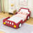 Twin Size Race Car-Shaped Platform Bed With Wheels And Slats-2129094058