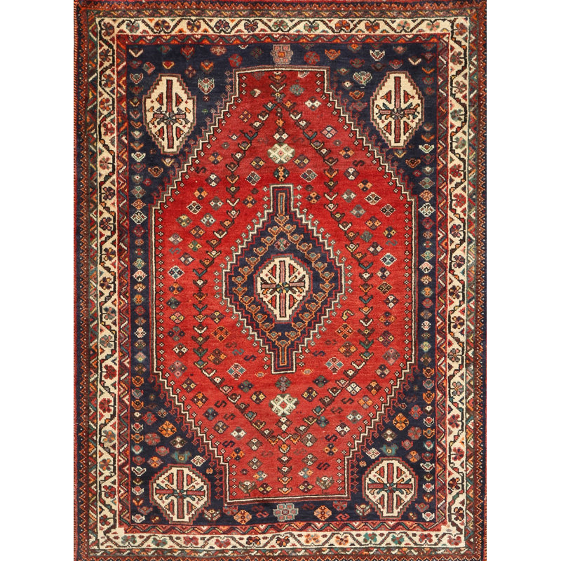 Tapis bleu/beige/rouge traditionnel Ley, Rectangle 3 pi x 5 pi