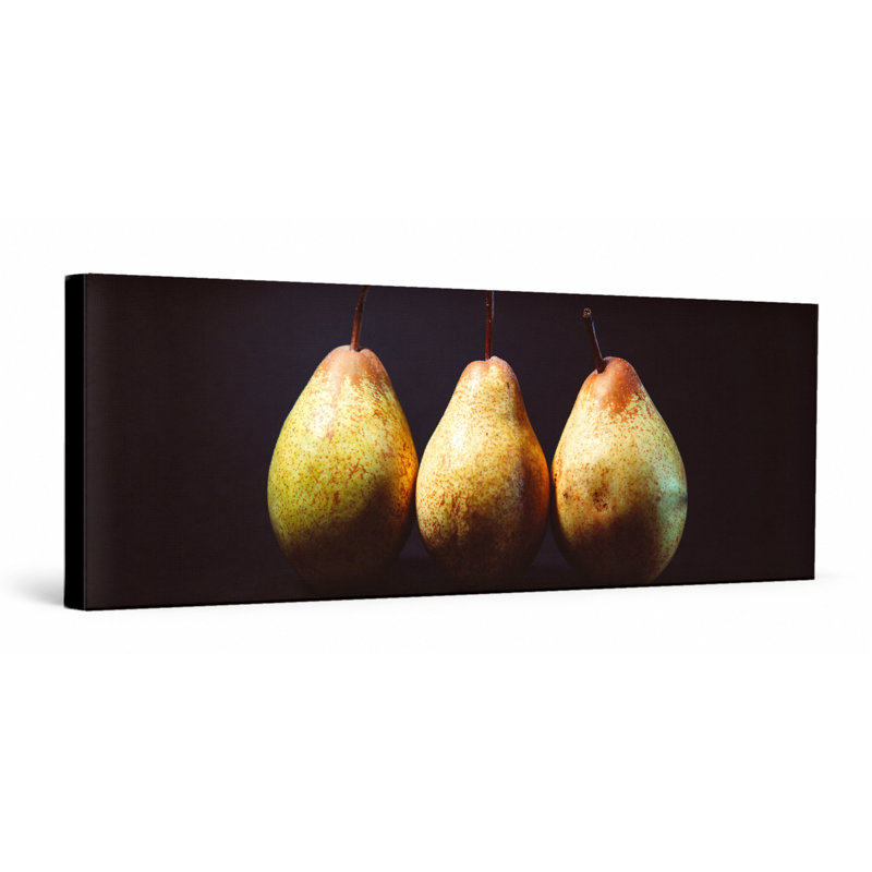 «Three Pears Still Life», art mural sur toile panoramique, 36" W x 12" H