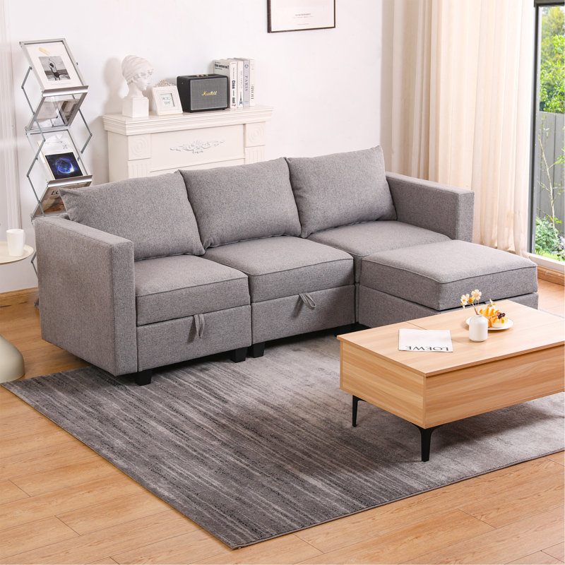 Small Sectional Sofa Modular L Shaped, Dawn Gray