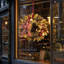Couronne de Noël luxuriante de 61 cm avec lumières DEL, décorations électroplaquées et ruban
