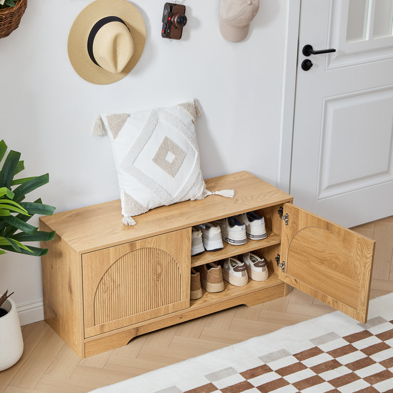 8 Pair Shoe Storage Bench, Yellow