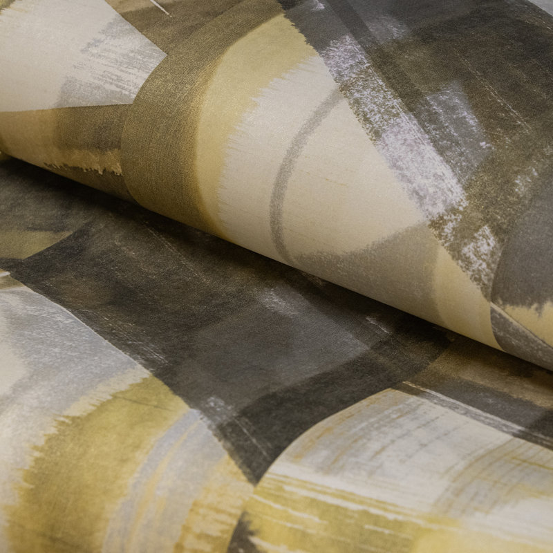 Crafted Glimmery Glaze Design 27.9' L x 27.5" W Wallpaper Roll, Green/Gold